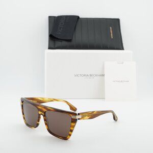 Victoria Beckham VB684S 224 Square Sunglasses – Strriped Tobacco/Brown